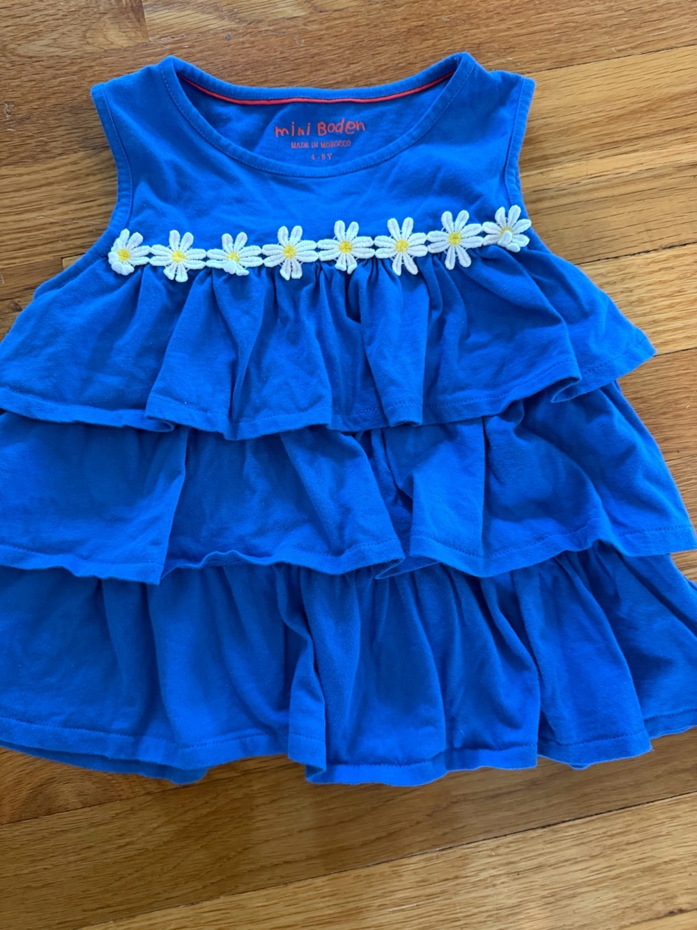 Mini Boden Blue Top with White Daisy Trim
